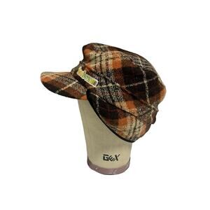 Xob Hat Icebox Orange Wool Plaid Earflap Trapper Winter Hat USA Made